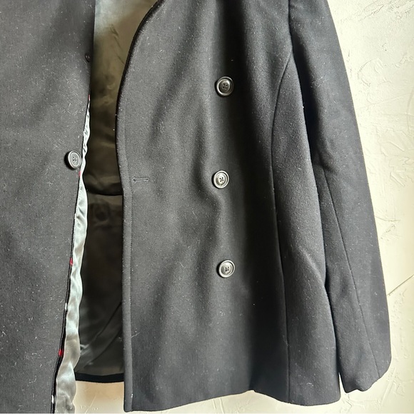 J.Crew Black Wool Blend Peacoat Jacket Classic Tailored Minimal Chic Prep Sz L - Picture 10 of 14